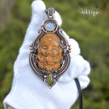 Tiger Eye Ganesha Copper Pendant#240414