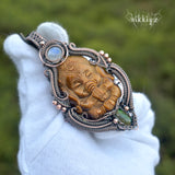 Tiger Eye Ganesha Copper Pendant#240414